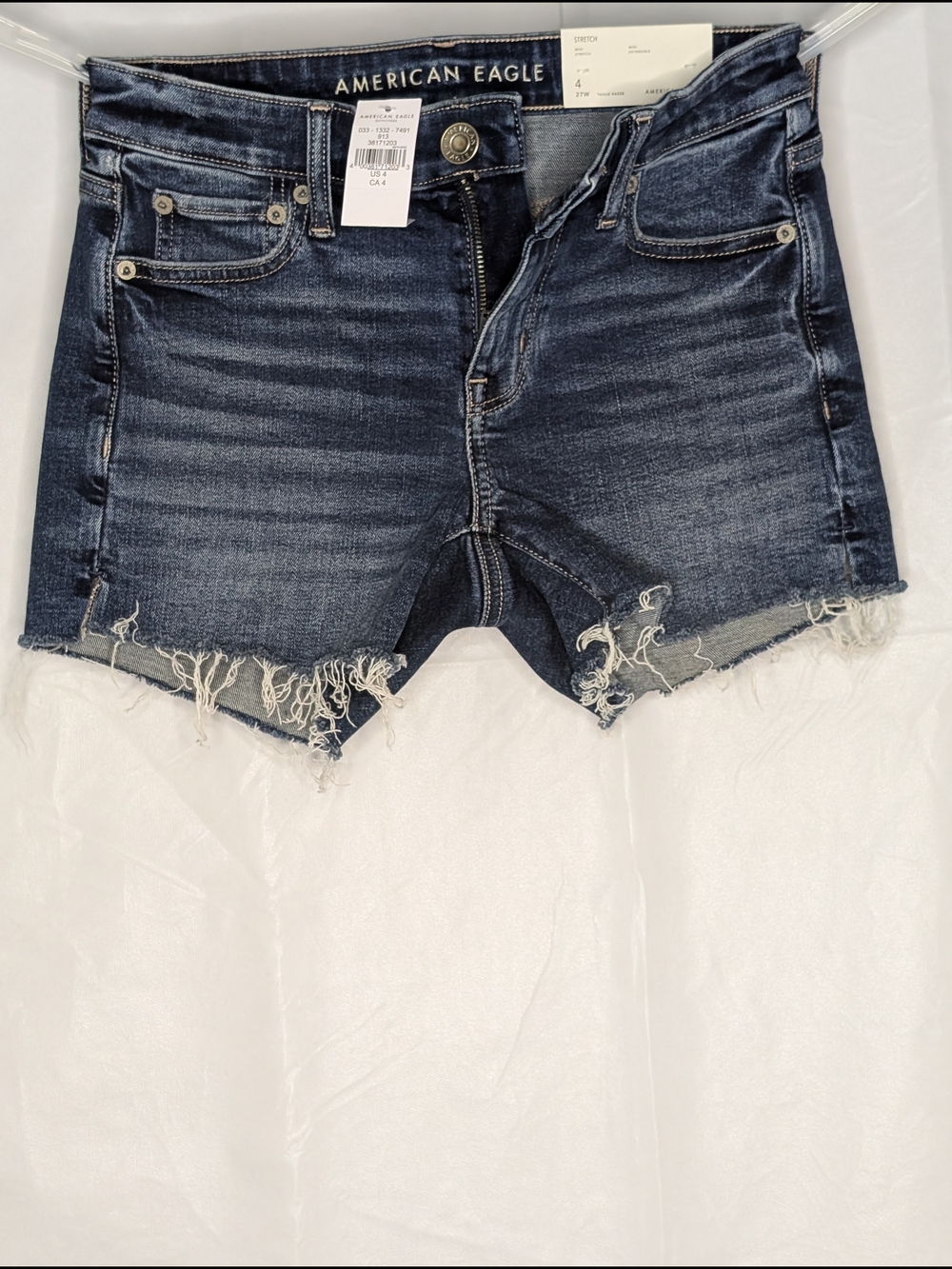 American Eagle Outfitters Dark Wash Frayed Hem Denim Shorts